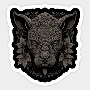 rhinoceros decorated with Javanese ornaments Sticker